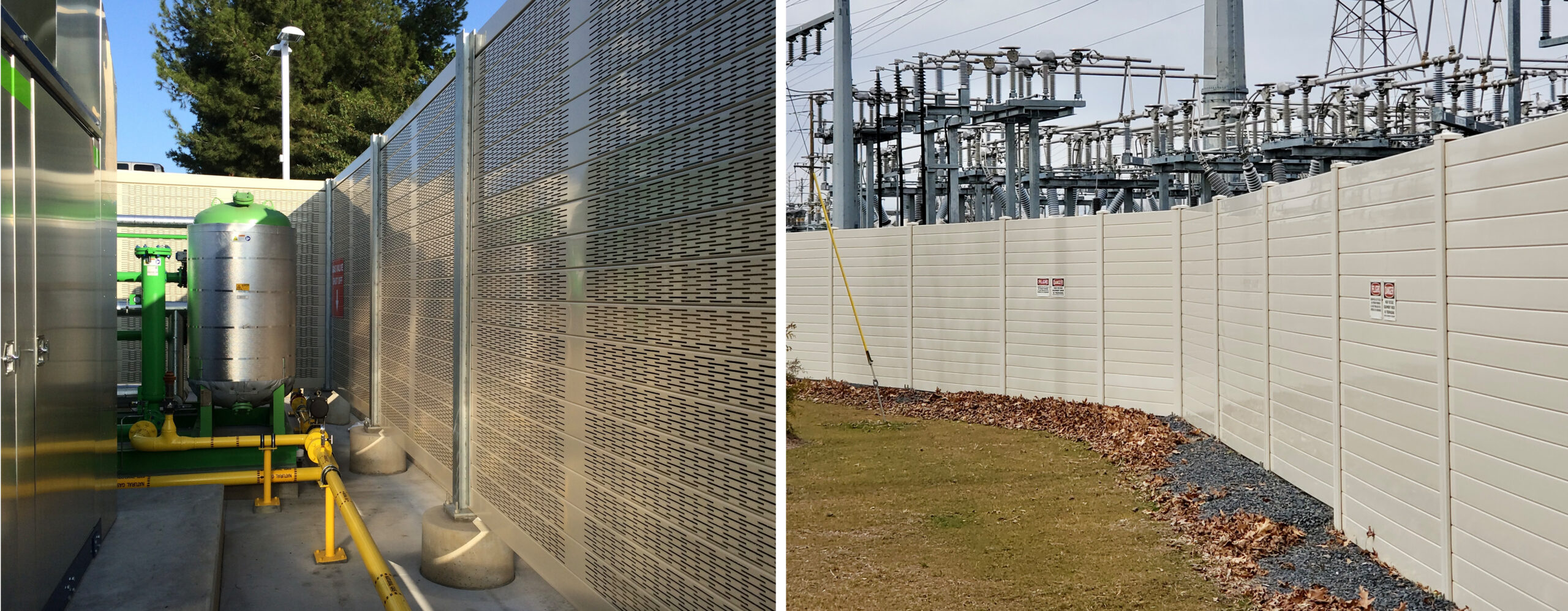 Sound barrier walls for compressed natural gas and electrical substations
