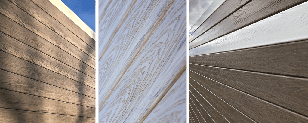 Examples of woodgrain -texture on sound barrier walls