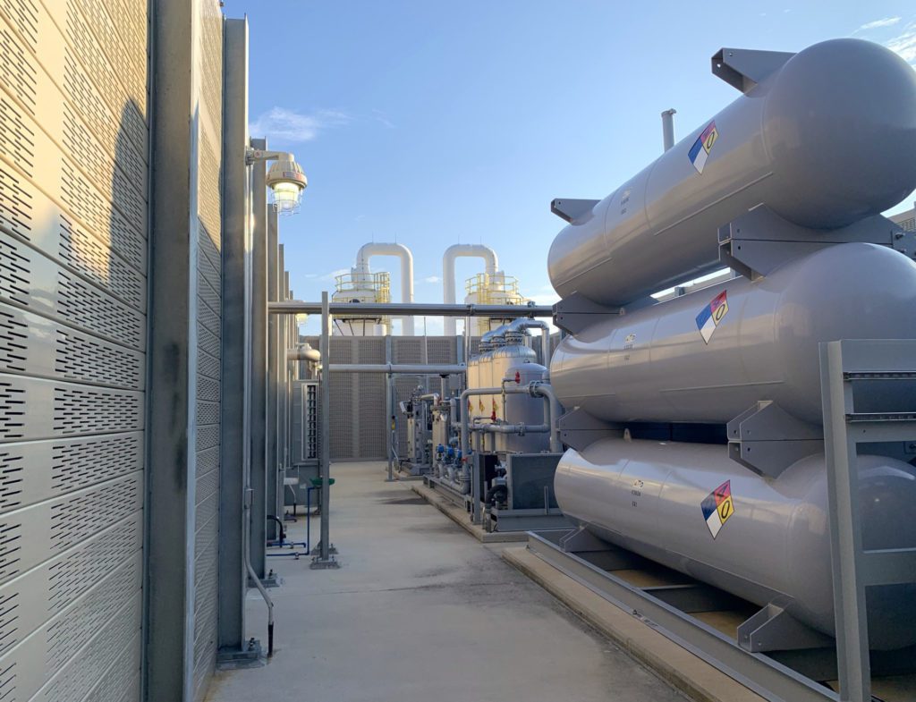 Interior view of noise barrier wall equipment enclosure