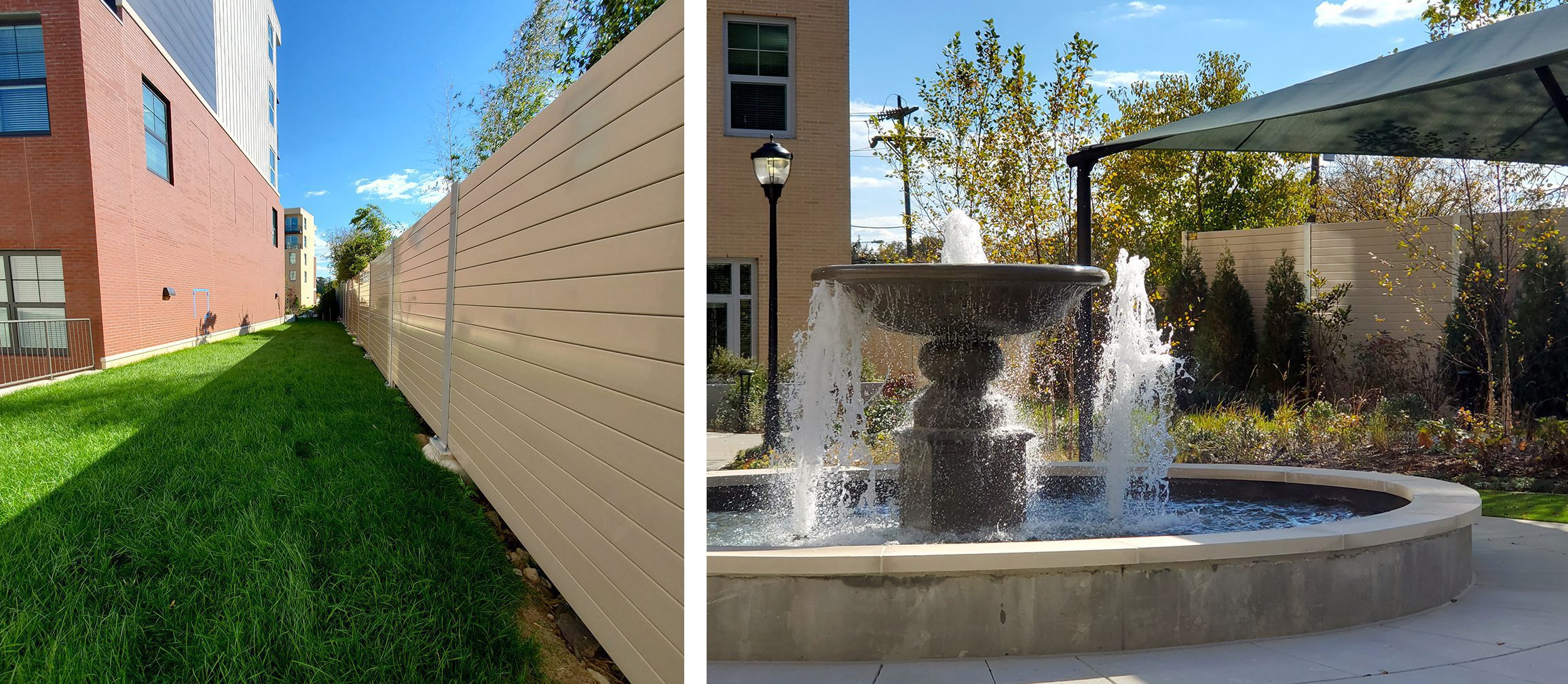 Detail views of noise barrier wall for residential development