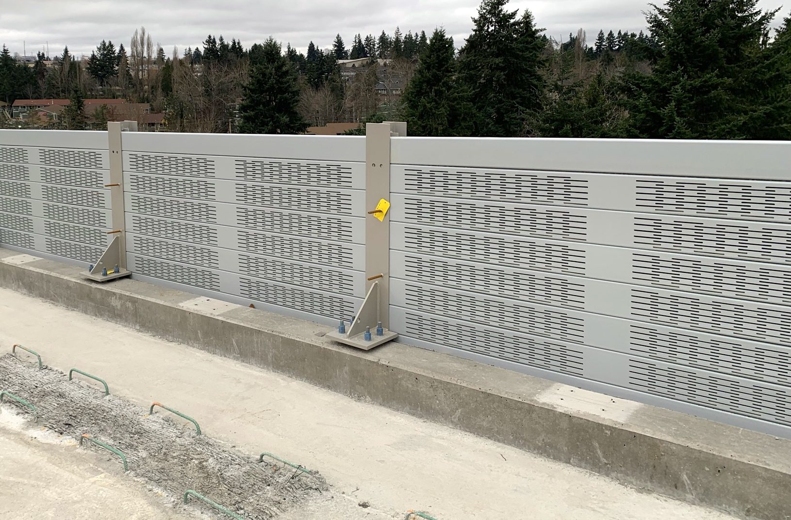 Closer view of sound barrier wall on LRT guideway