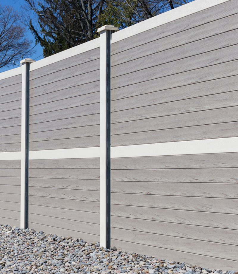 Noise barrier wall in upgraded finish level