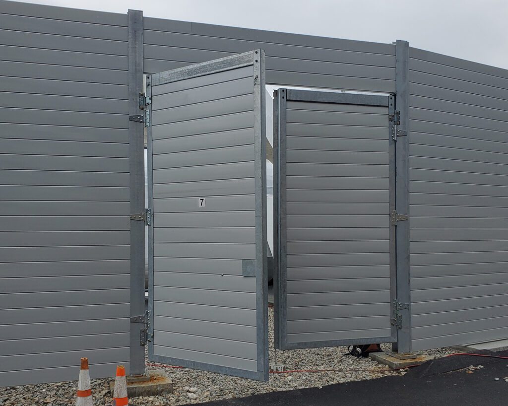 Exterior view of equipment enclosure double doors