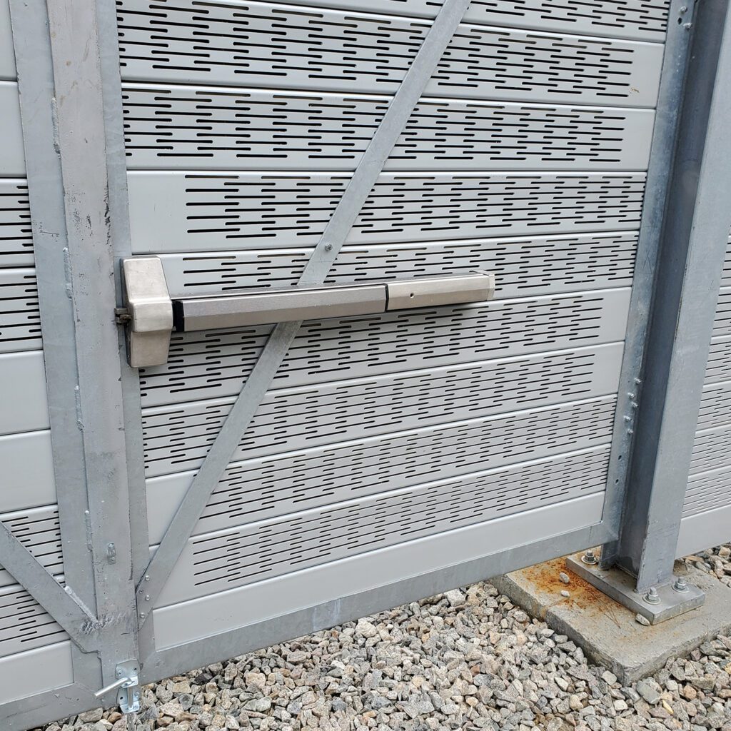 Equipment enclosure door hardware
