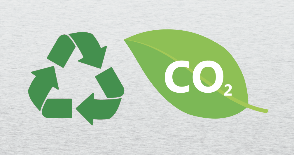 Green recycled and CO2 leaf symbols
