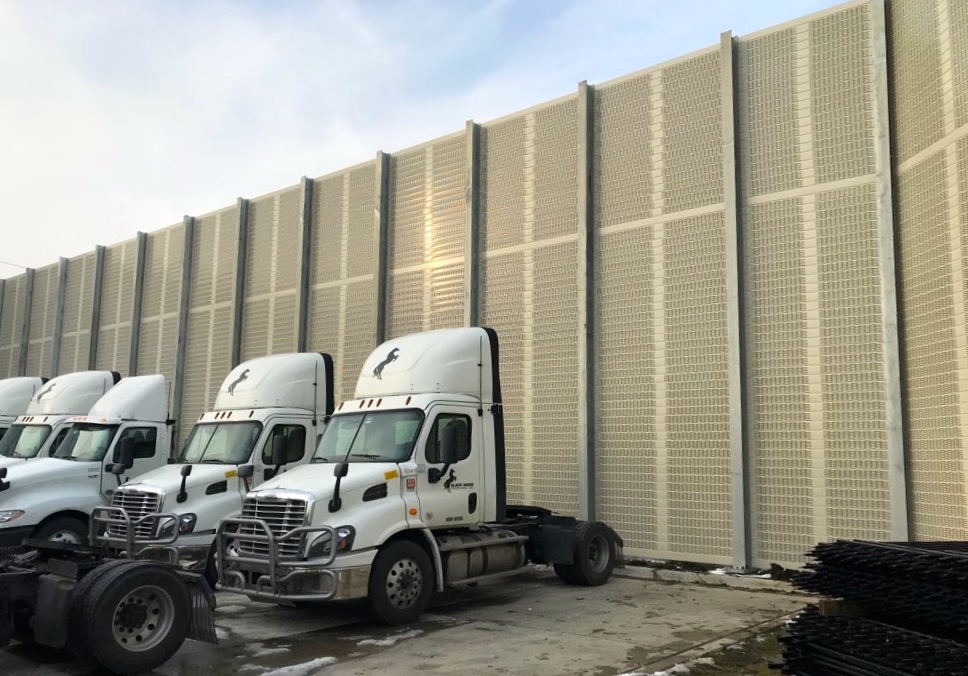Distribution center sound walls with AIL Sound Walls