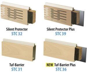 Cut-away views of PVC sound barrier wall panels