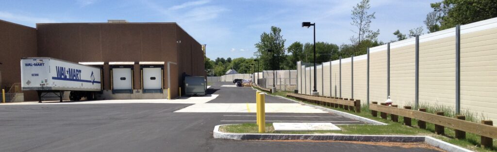 Distribution center sound walls with AIL Sound Walls