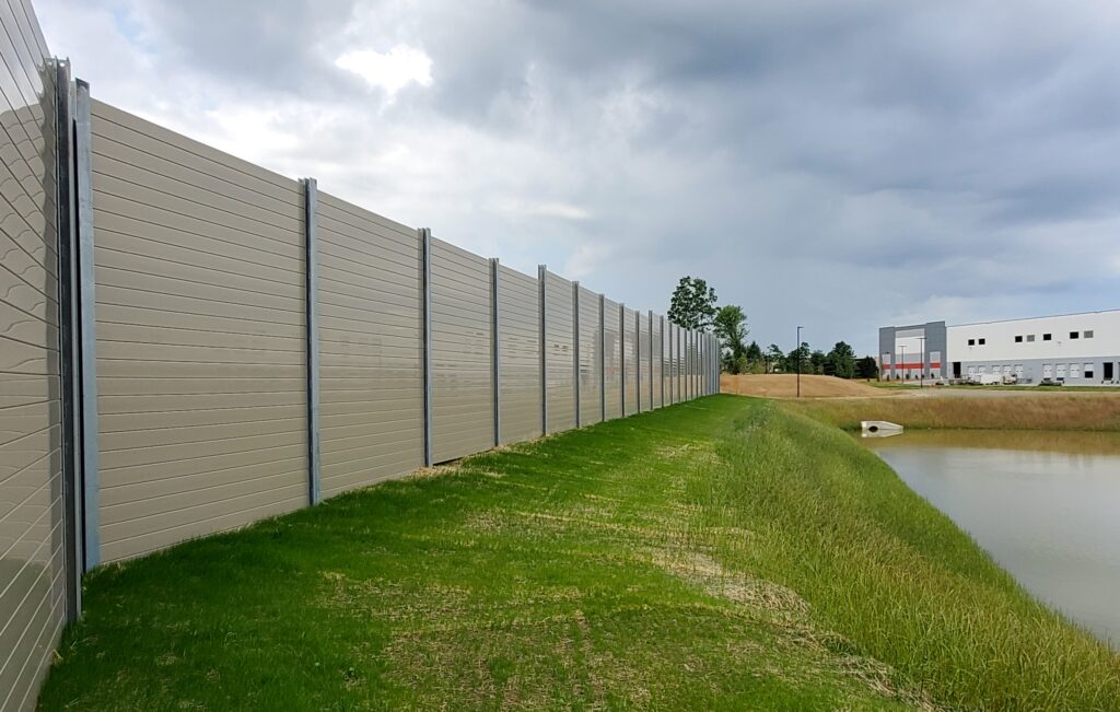 Distribution center sound walls with AIL Sound Walls