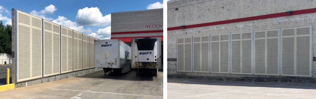 Distribution center sound walls with AIL Sound Walls