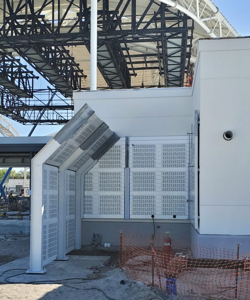 Close construction of rooftop equipment enclosure