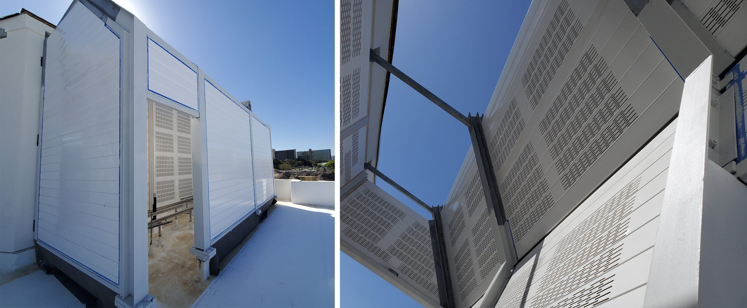 Exterior and interior views of rooftop equipment enclosure 