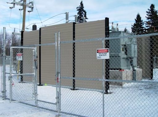 Utility substation sound barrier walls