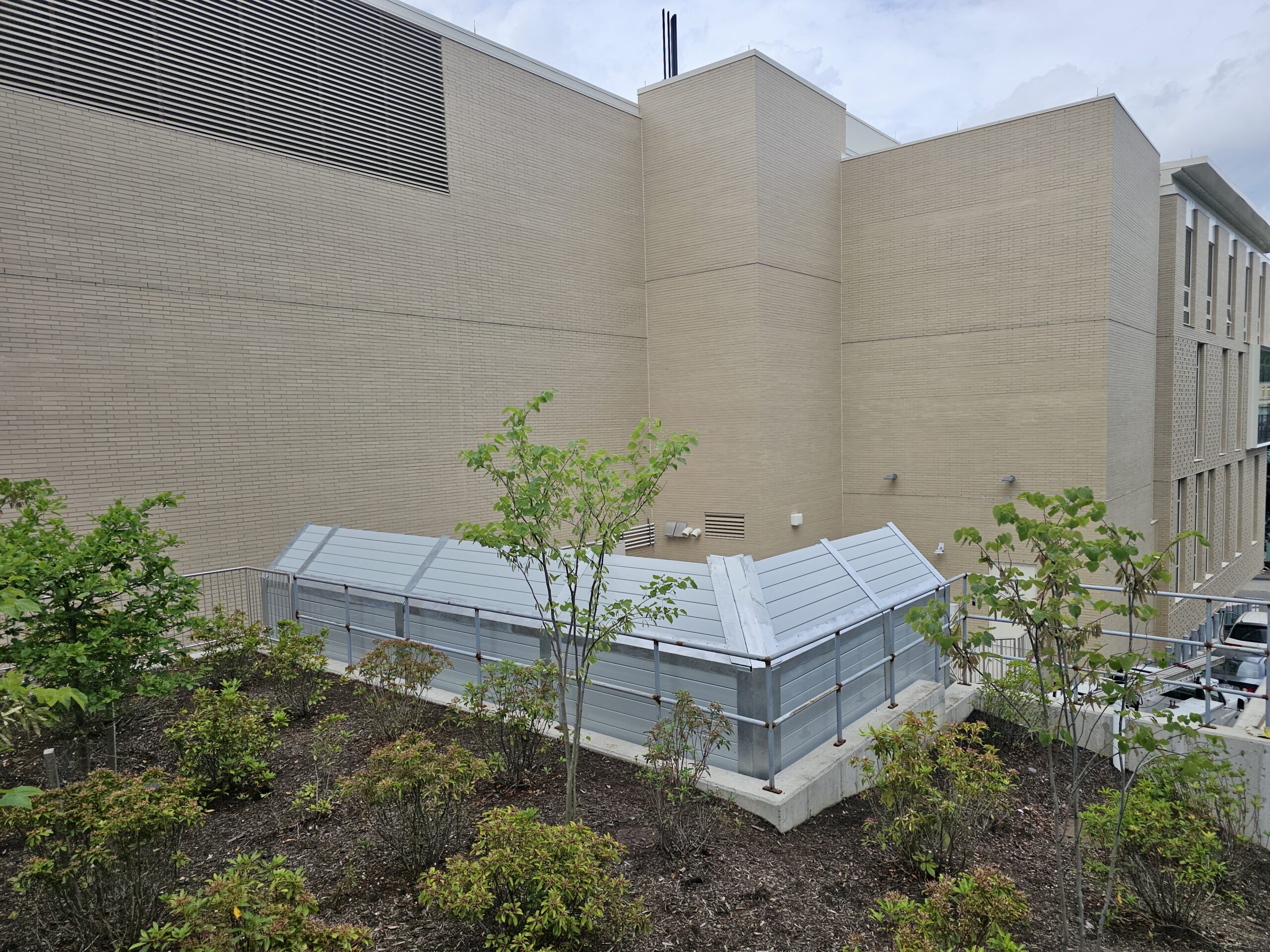 Overhead view of sound barrier wall generator surround