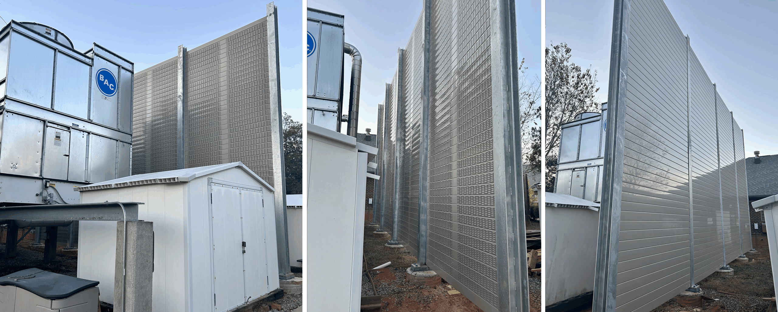 Angled views of sound barrier wall generator surround