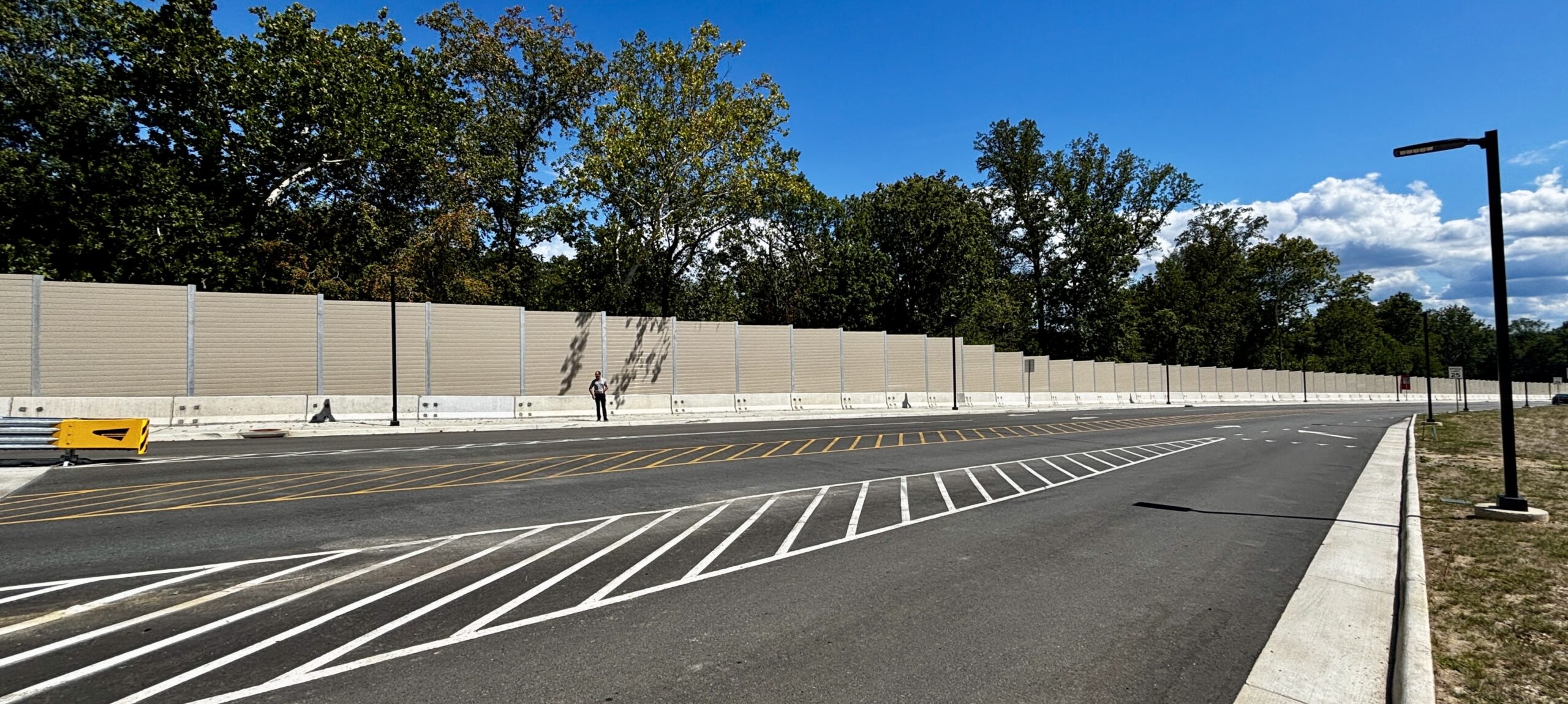 Really wide view of sound barrier wall for casino